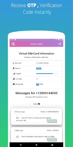 Temp SMS - Temporary Numbers 스크린샷 3