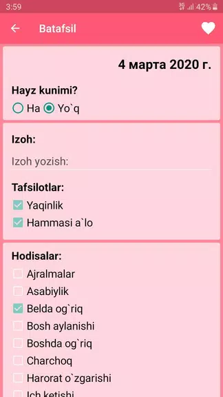 Ayollar kalendari va kundaligi Screenshot 3