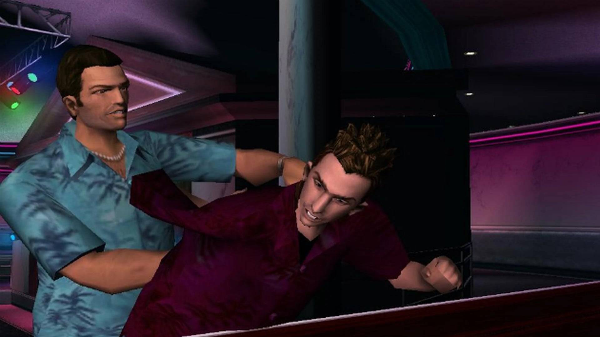 Tommy Vercetti aborda a Kent Paul en Grand Theft Auto: Vice City | Crédito de la imagen: Rockstar Games