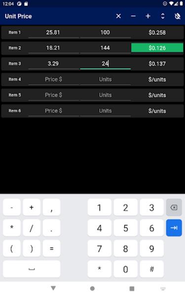 Unit Price Comparison Screenshot 4