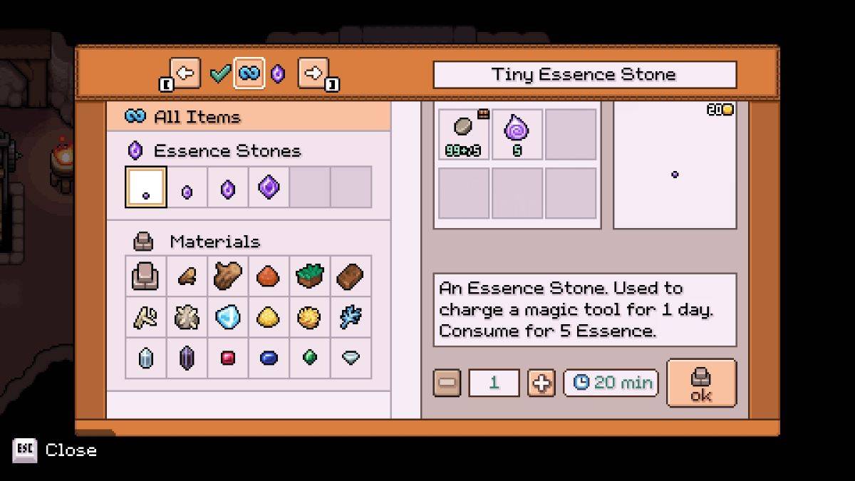 Crafting materials at the Stone Refinery