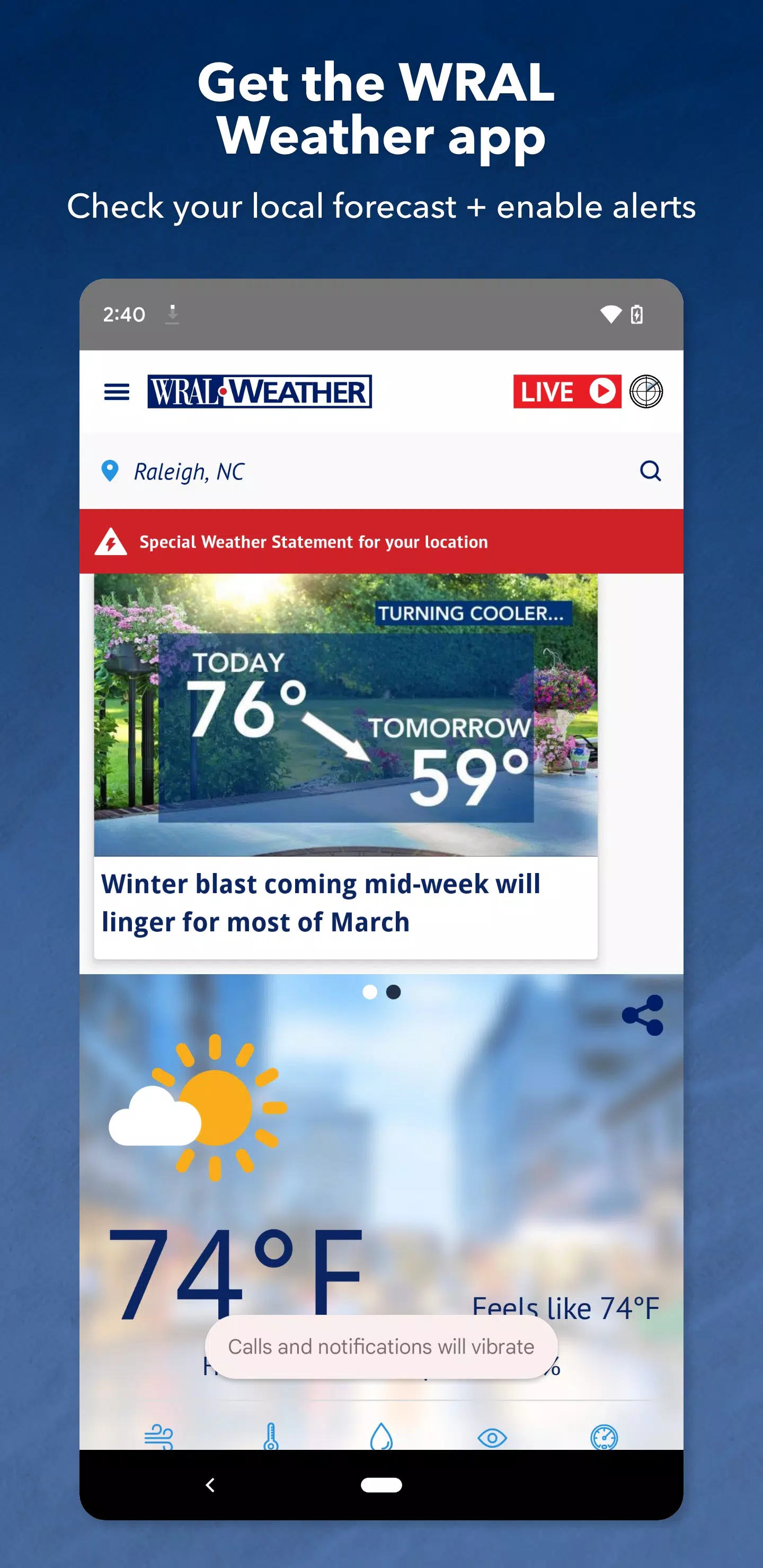 WRAL Weather Captura de pantalla 1