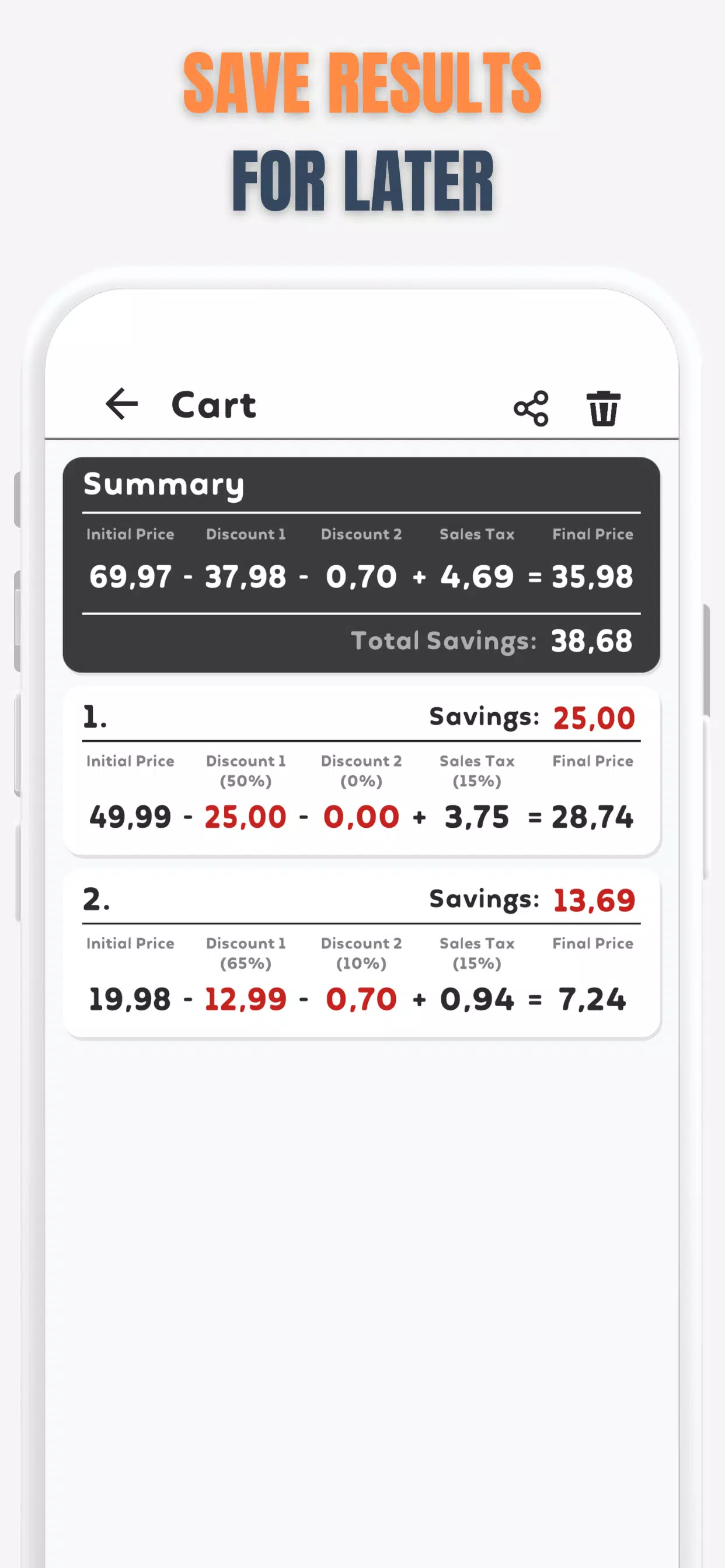 Percent Off Shoping Calculator 스크린샷 2