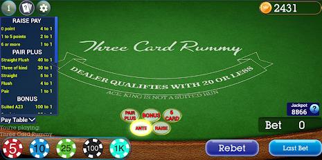 Vegas Three Card Rummy 스크린샷 1