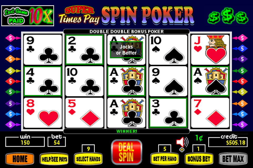 Super Times Pay Spin Poker - FREE Captura de tela 1