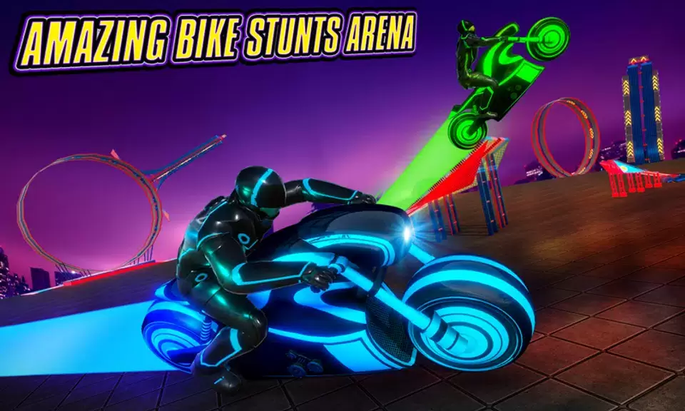 Light Bike Stunt Racing Game 스크린샷 3