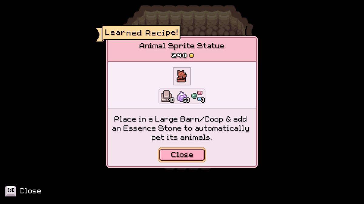Animal Sprite Statue description