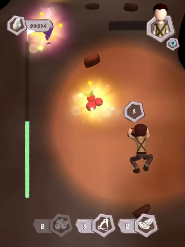 Escalador low-poly ascendendo uma face montanhosa escura