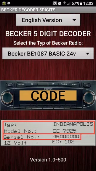 Becker 5Digit Radio Code Captura de tela 1