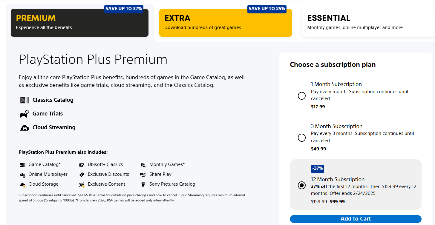 Limited-Time Offer: Save $100 on PlayStation Plus Extra or Premium