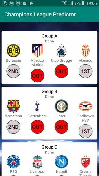Champions Football Predictor Captura de pantalla 1