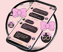 SMS Theme Ribbon Pink messages スクリーンショット 1