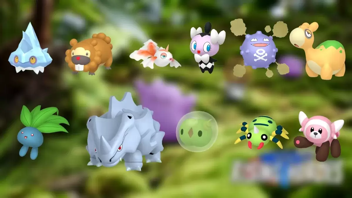 Ditto's March 2025 disguises in Pokemon GO featuring Rhyhorn, Oddish, and Numel among others