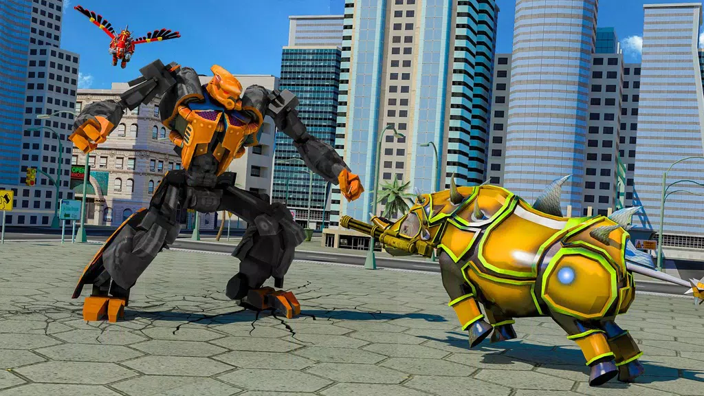 Flying Rhino Robot Transform: Robot War Games Screenshot 2