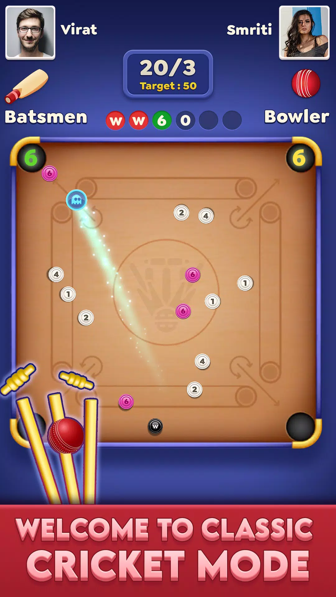 Carrom Cricket Скриншот 2