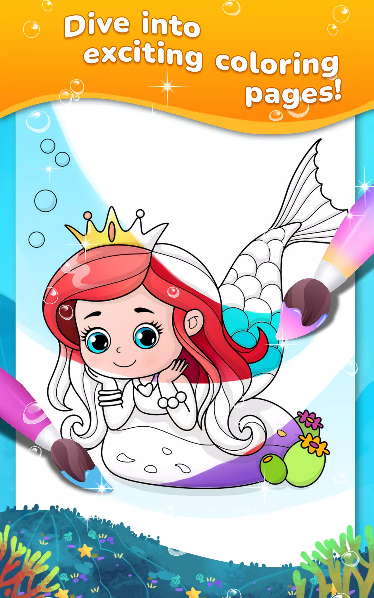 Mermaid coloring book gradient スクリーンショット 1