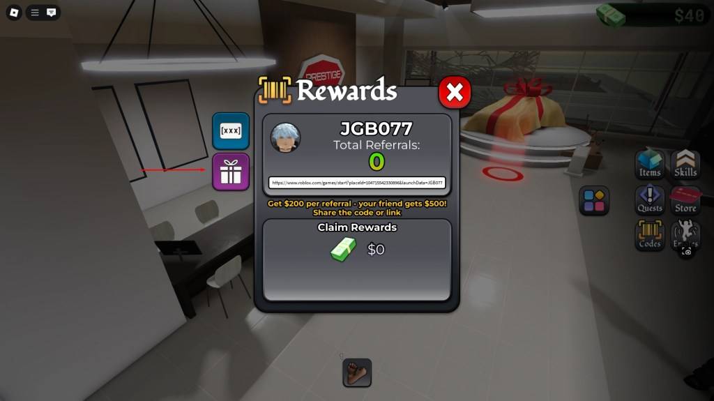 Un jugador que interactúa con el menú de código en blockspin