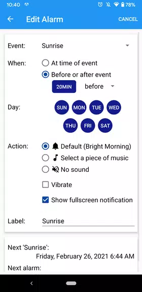 Sun Alarm Screenshot 2