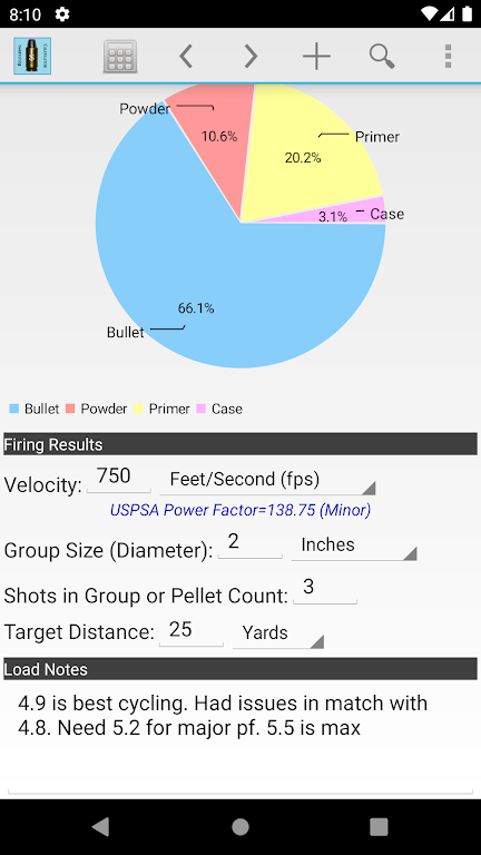 Reloading Calculator - Ammo スクリーンショット 3