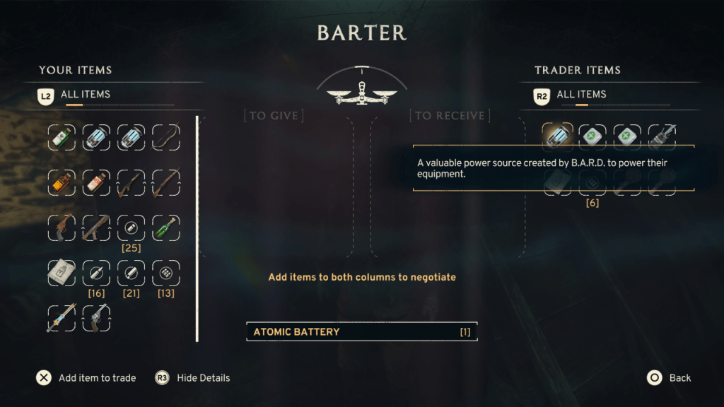 Bartering in Atomfall