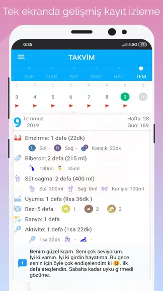 Gün Gün Bebek Bakımı, Takibi Captura de pantalla 3