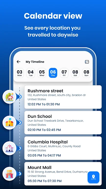 My Location Timeline on Map スクリーンショット 4