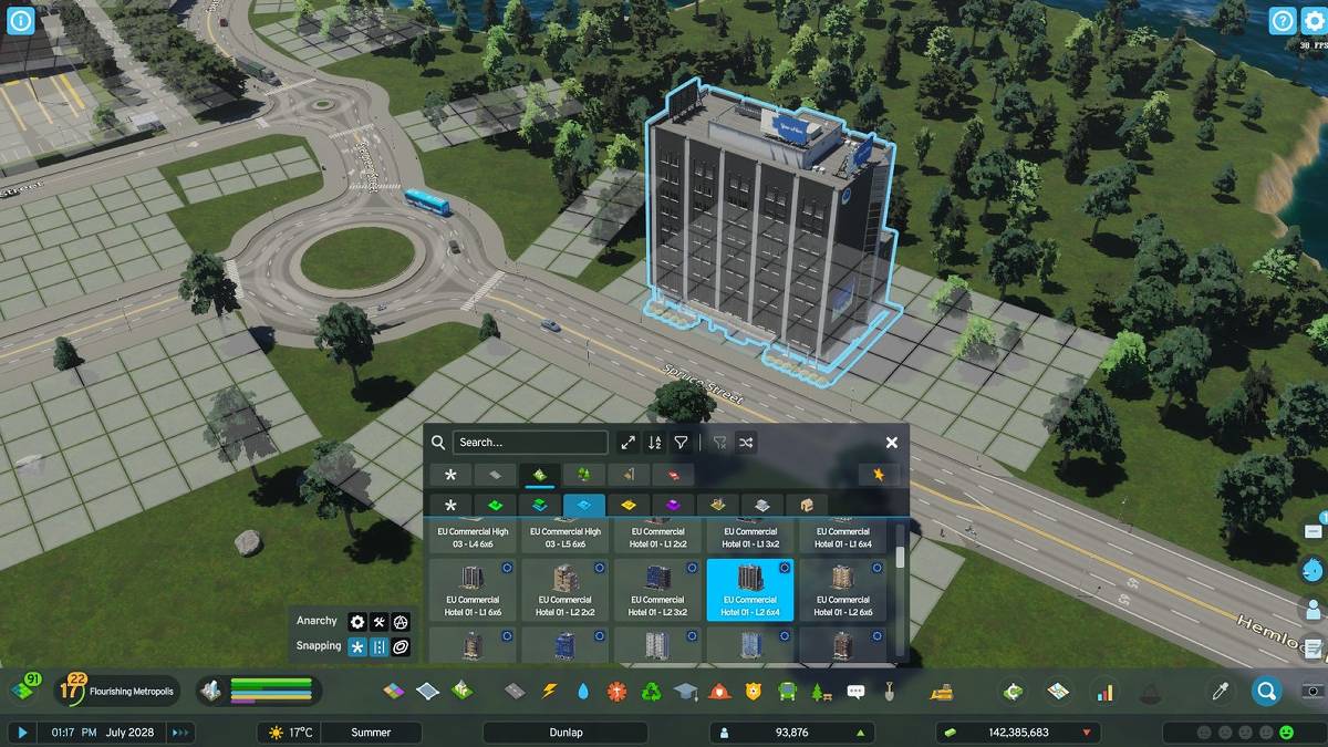 Find It mod interface for searching buildings
