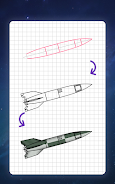 How to draw rockets by steps Capture d'écran 3