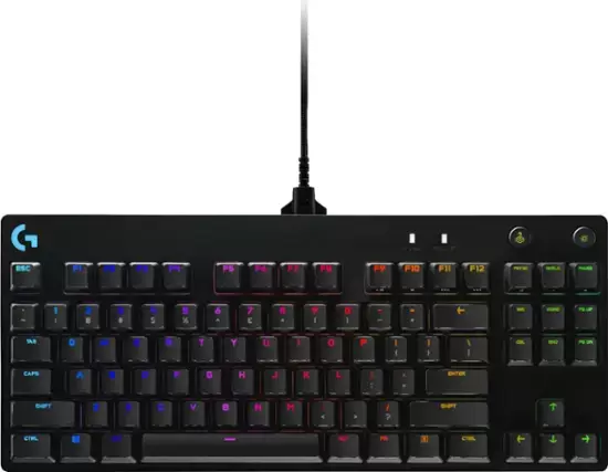 Logitech -G Pro TKL 유선 기계식 GX Blue Clicky Switch 게임 키보드 RGB 백라이트 - 검은 색