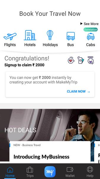 MakeMyTrip Hotels, Flight, Bus应用截图第1张