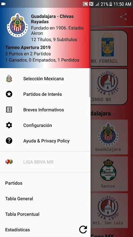 SoccerLair Mexican Leagues स्क्रीनशॉट 1