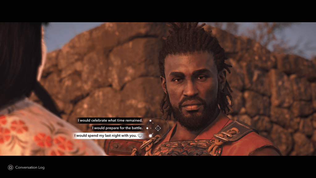 Yasuke hat Dialogoptionen für Romance Lady Oichi.