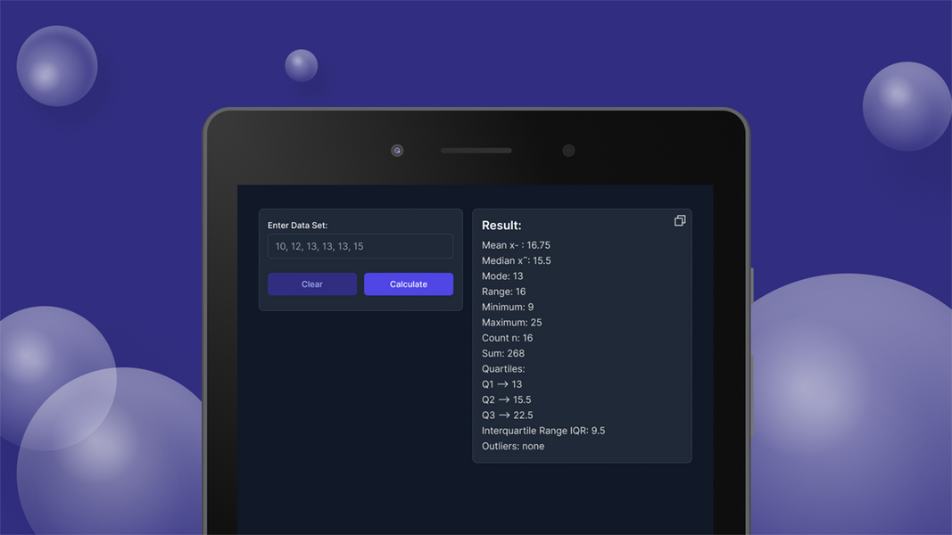 Mean Median Mode Calculator स्क्रीनशॉट 1