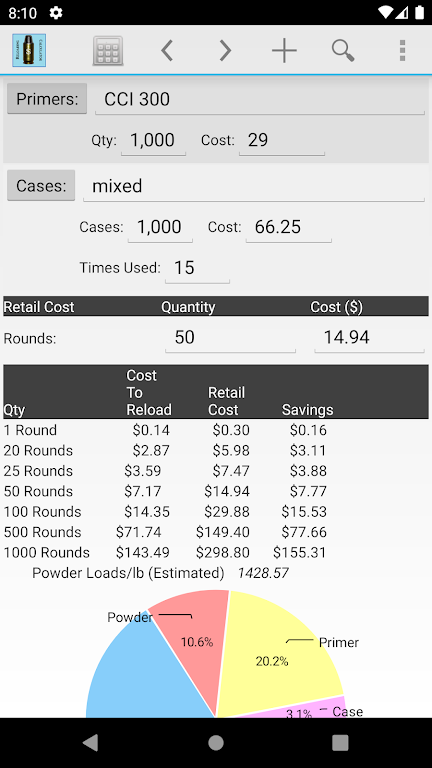 Reloading Calculator - Ammo スクリーンショット 2