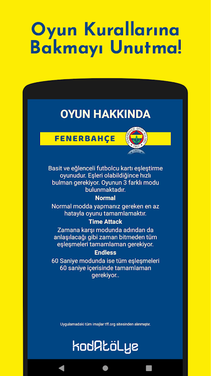 Fenerbahçe Futbolcu Kart Eşleştirme Oyunu Screenshot 4