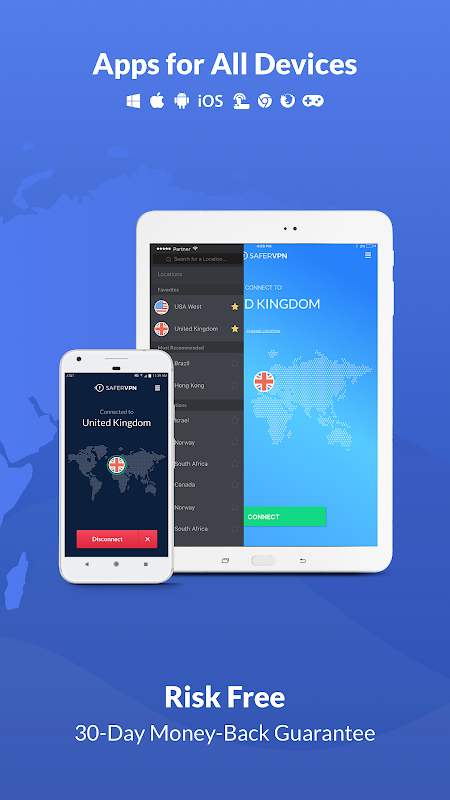 Free VPN Proxy & Hotspot WiFi security - SaferVPN Captura de pantalla 3