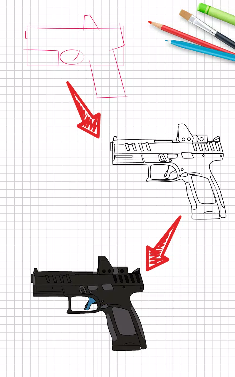 How to draw weapons step by st Скриншот 1