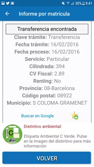 InfovehículoConsultarMatrícula 스크린샷 2