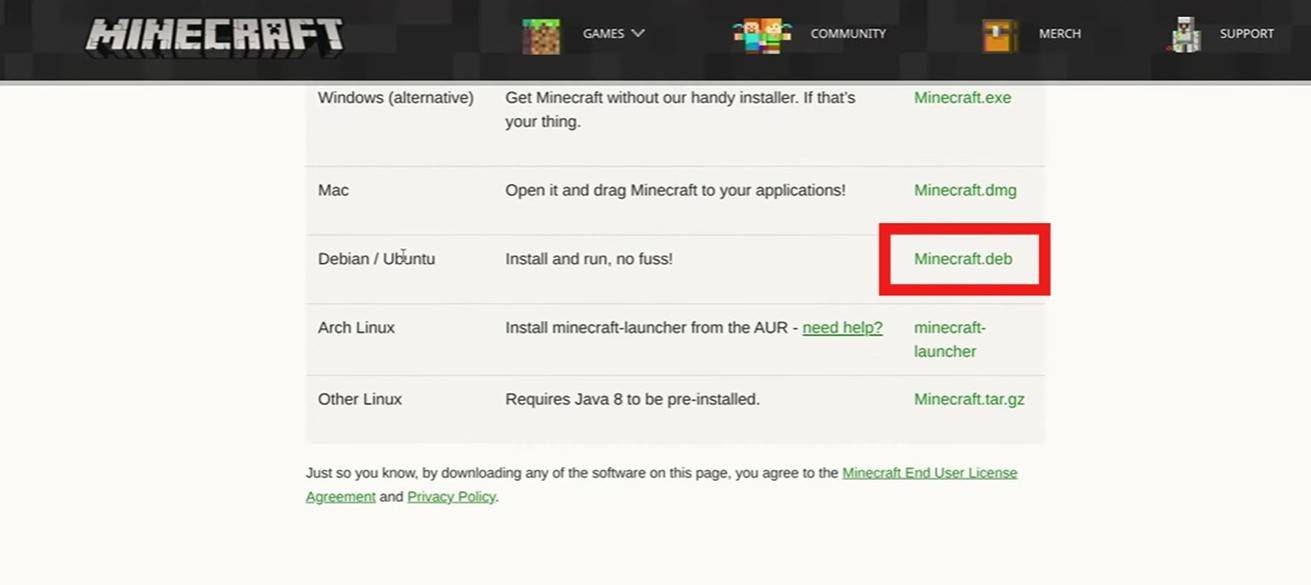 Installation de minecraft