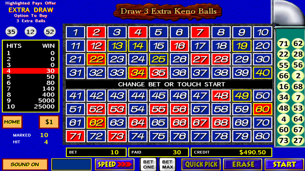 Draw 3 Extra Keno Balls Screenshot 2