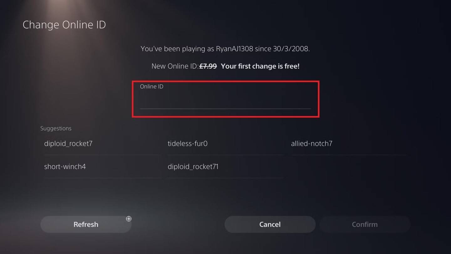 PlayStationでユーザー名を変更します