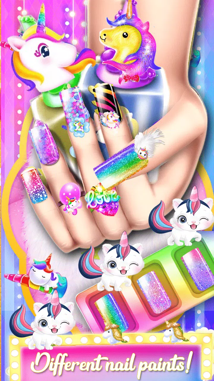 Unicorn Acrylic Nails Makeover Captura de pantalla 1