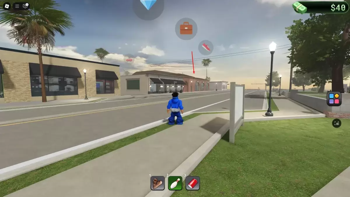 Un jugador que mira la ubicación del trabajo de conserje en Blockspin