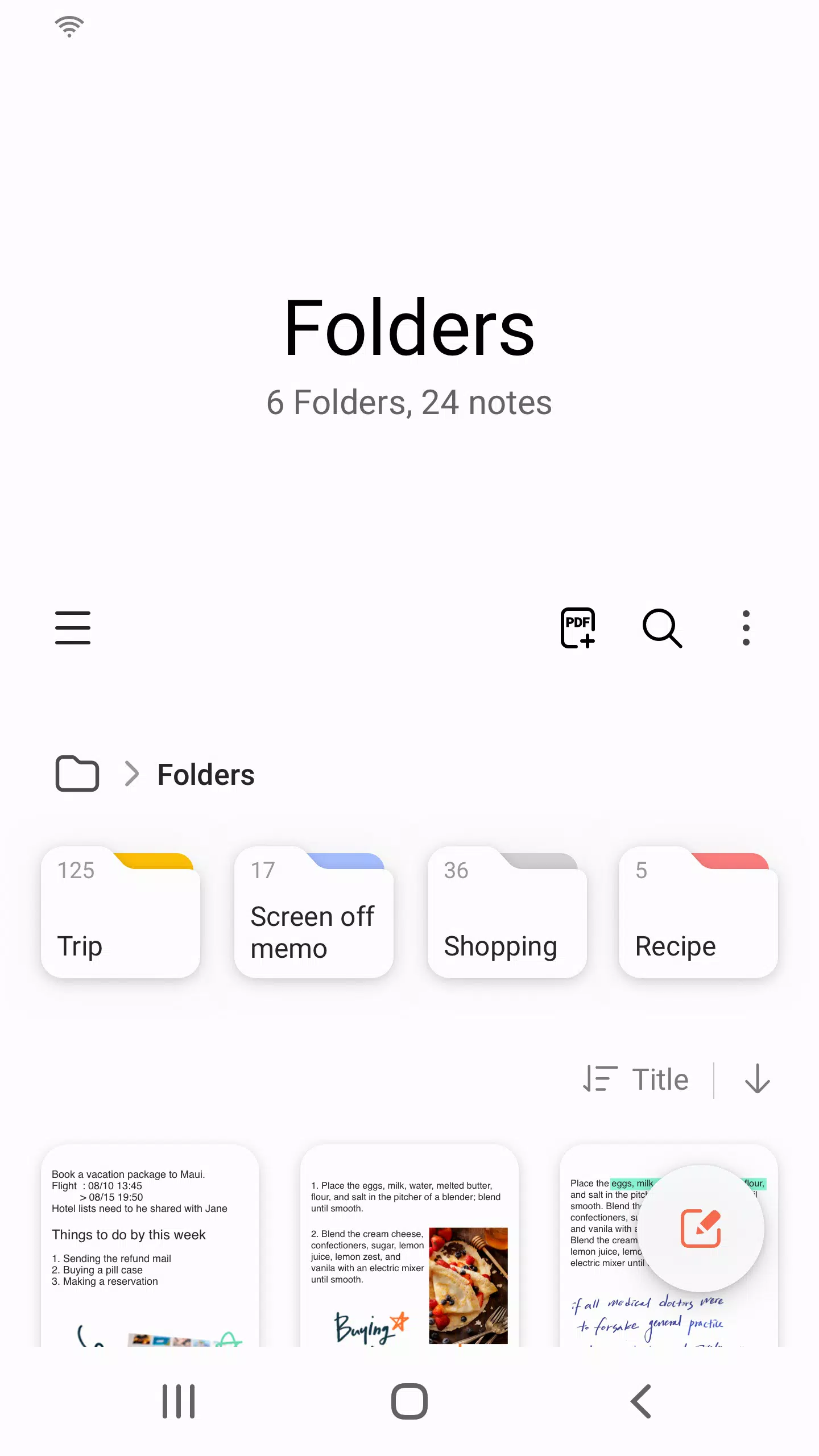 Samsung Notes Capture d'écran 1