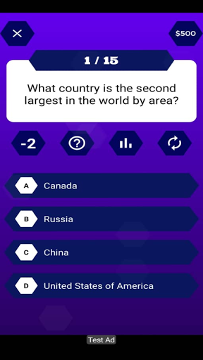 Millionaire Game - Trivia Quiz Captura de tela 2