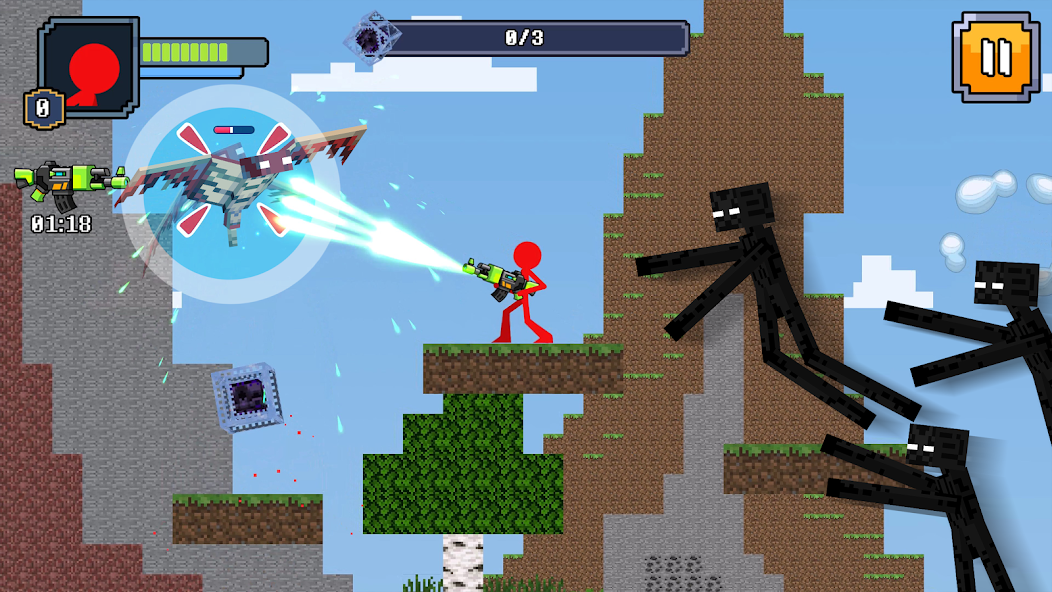 Red Stickman in Craft World Mod Screenshot 1