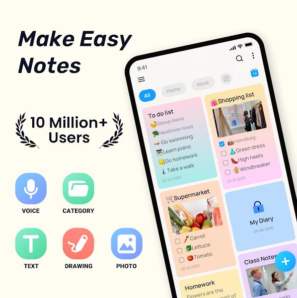 Easy Notes - Notebook, Notepad Mod Capture d'écran 1