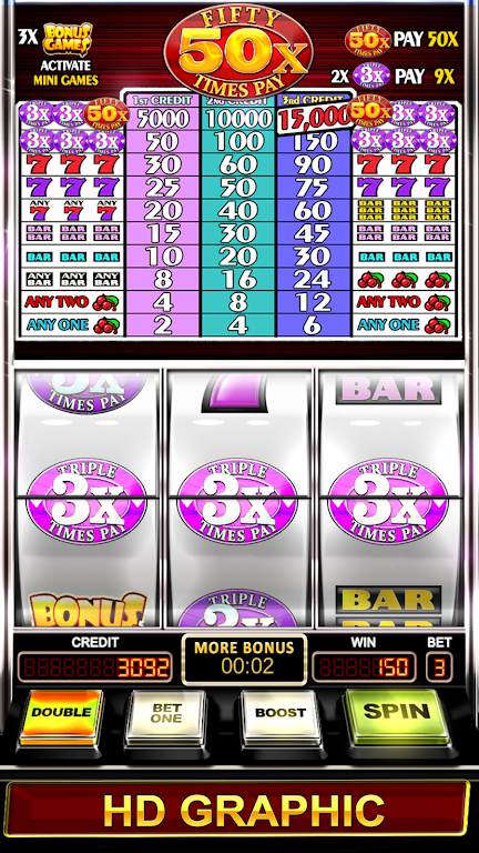 Triple Fifty Times Pay - Free Vegas Style Slots スクリーンショット 3