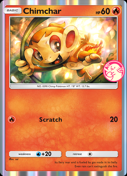 Carte de promo Chimchar avec icône Chansey Pick dans Pokémon TCG Pocket