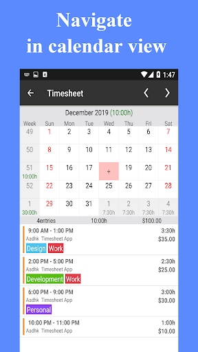 Timesheet - Work Hours Tracker应用截图第2张